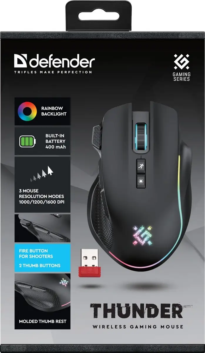MYSZ DEFENDER GM-213 THUNDER RF 1600dpi 8P CZARNA — 6