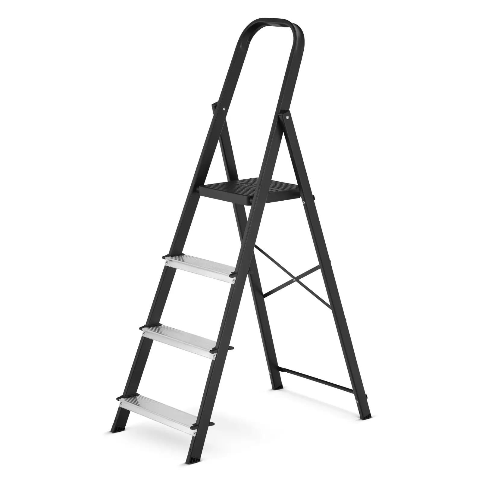 Drabina aluminiowa stalowa domowa HIGHER 4 stopnie 150 kg MOCNA — 2