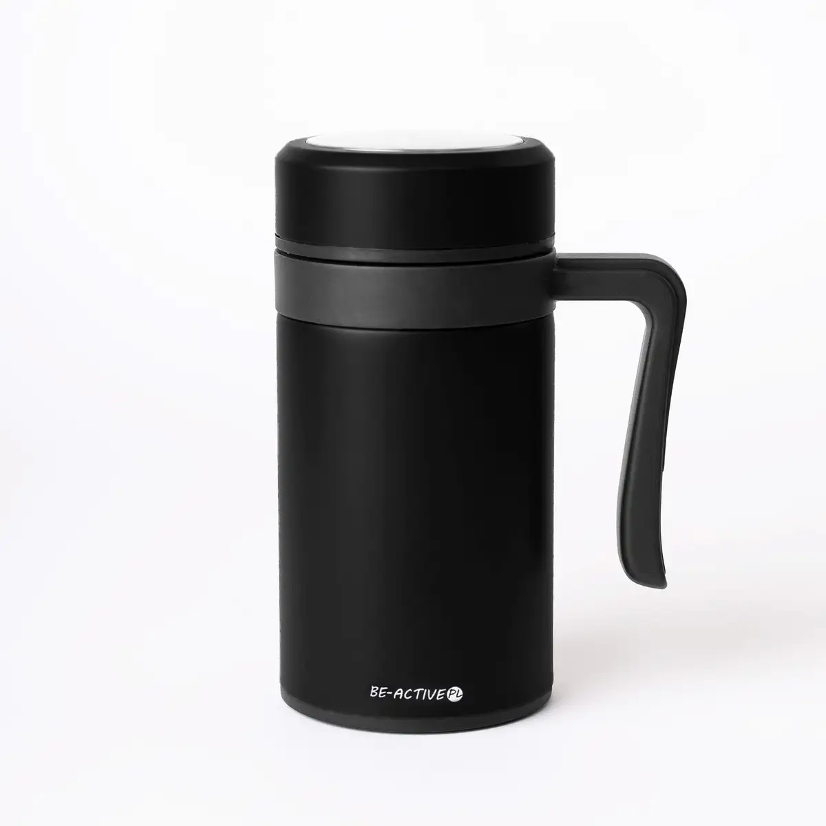 Kubek termiczny termos czarny podwójne ścianki duży 450ml na kawę herbatę — 6