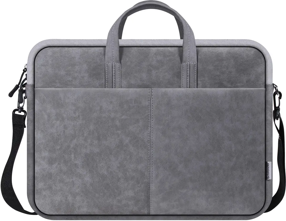 TORBA DEFENDER SOLID LEATHER 15,6" SZARA — 2