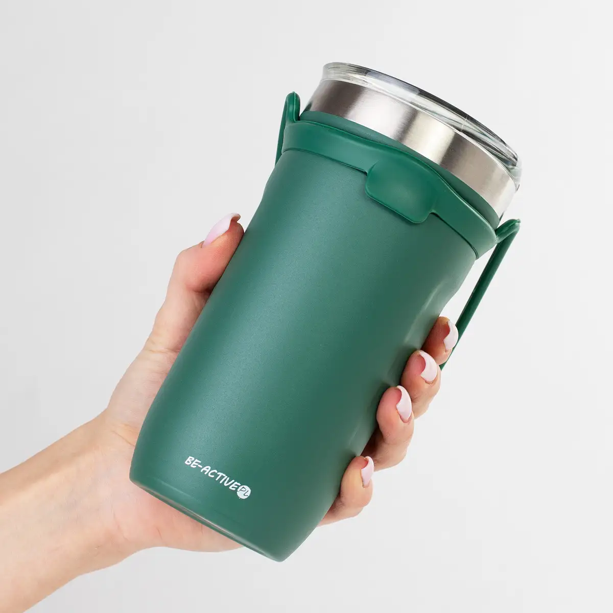 Kubek termiczny termos duży 550ml na herbatę kawę napój podróżny zielony — 4