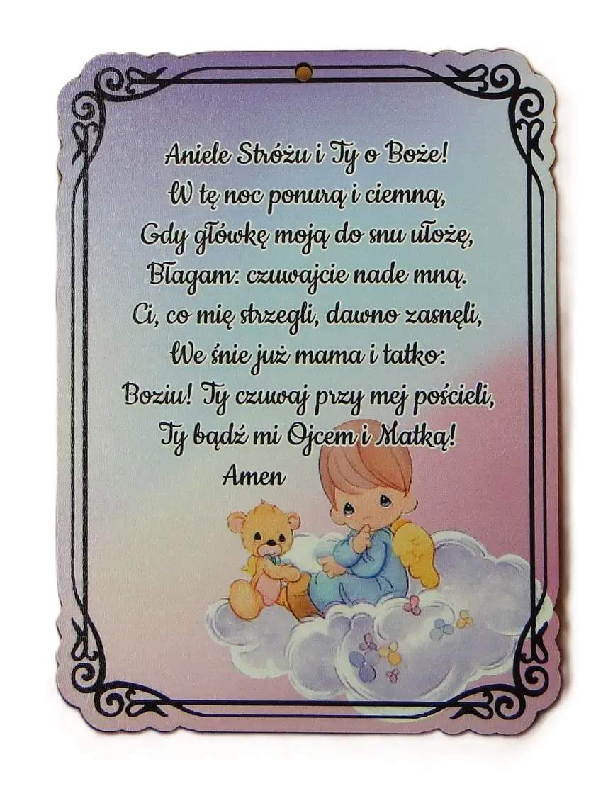 tabliczka / obrazek 18 x 13,5 cm Aniele Stróżu i Ty Boże !   -  P1296W3