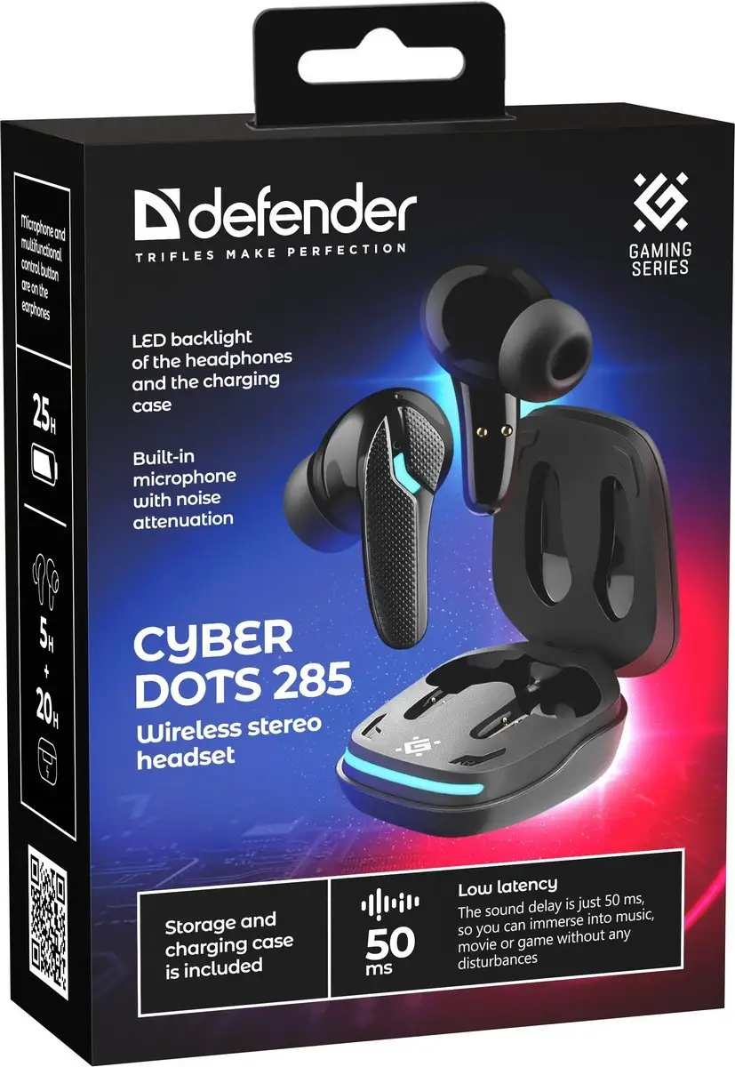 SŁUCHAWKI DEFENDER BLUETOOTH CYBERDOTS 285 GAMING CZARNE — 7