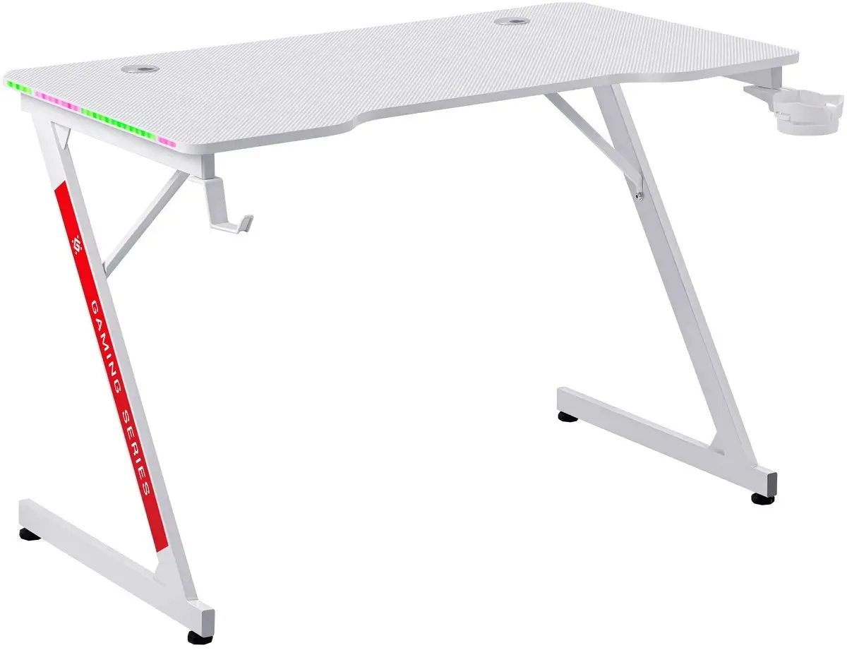 BIURKO DEFENDER SOLAS BIAŁE RGB GAMING — 6
