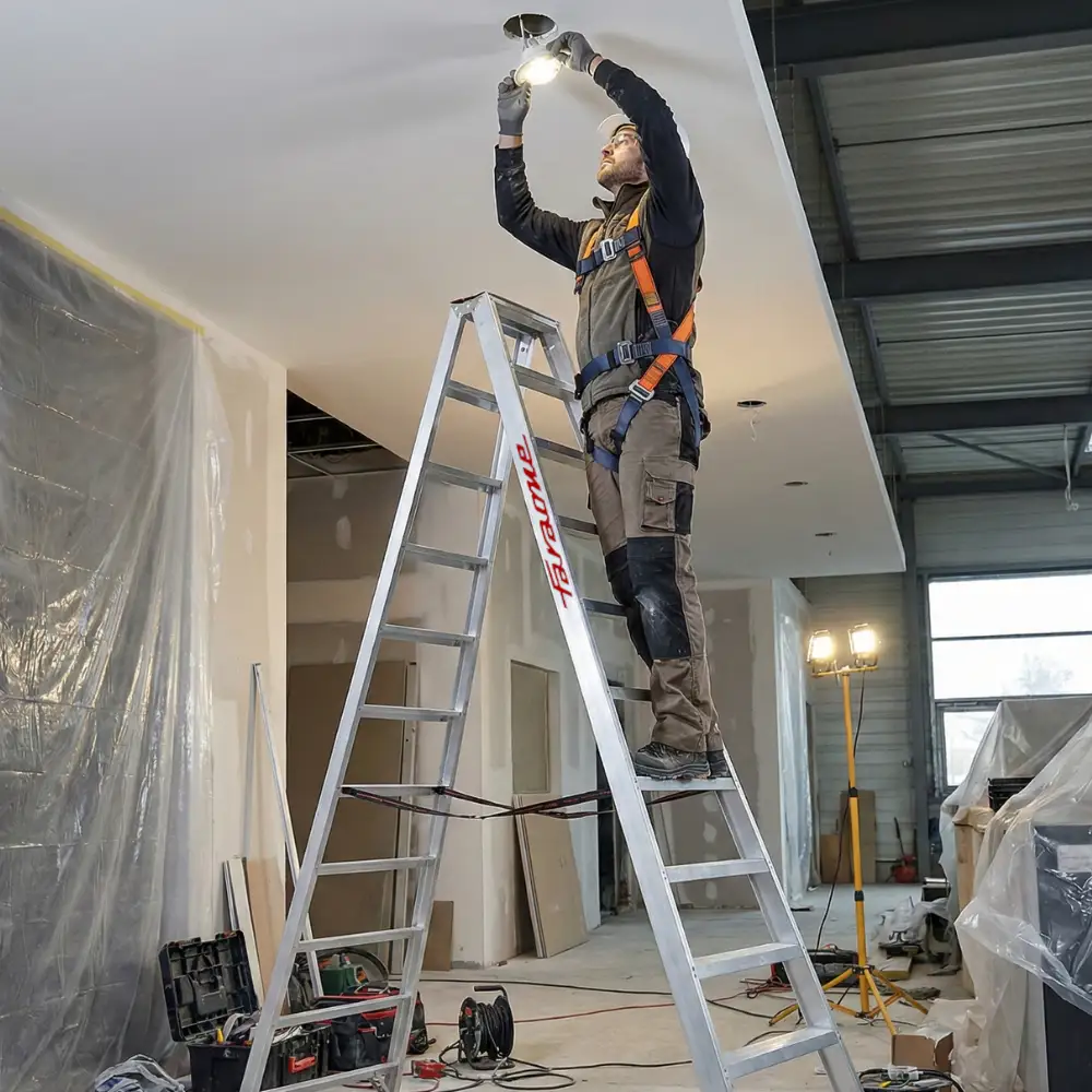 Drabina aluminiowa dwustronna składana profesjonalna 12 stopniowa FARAONE S2280ND - 4,20 m — 8