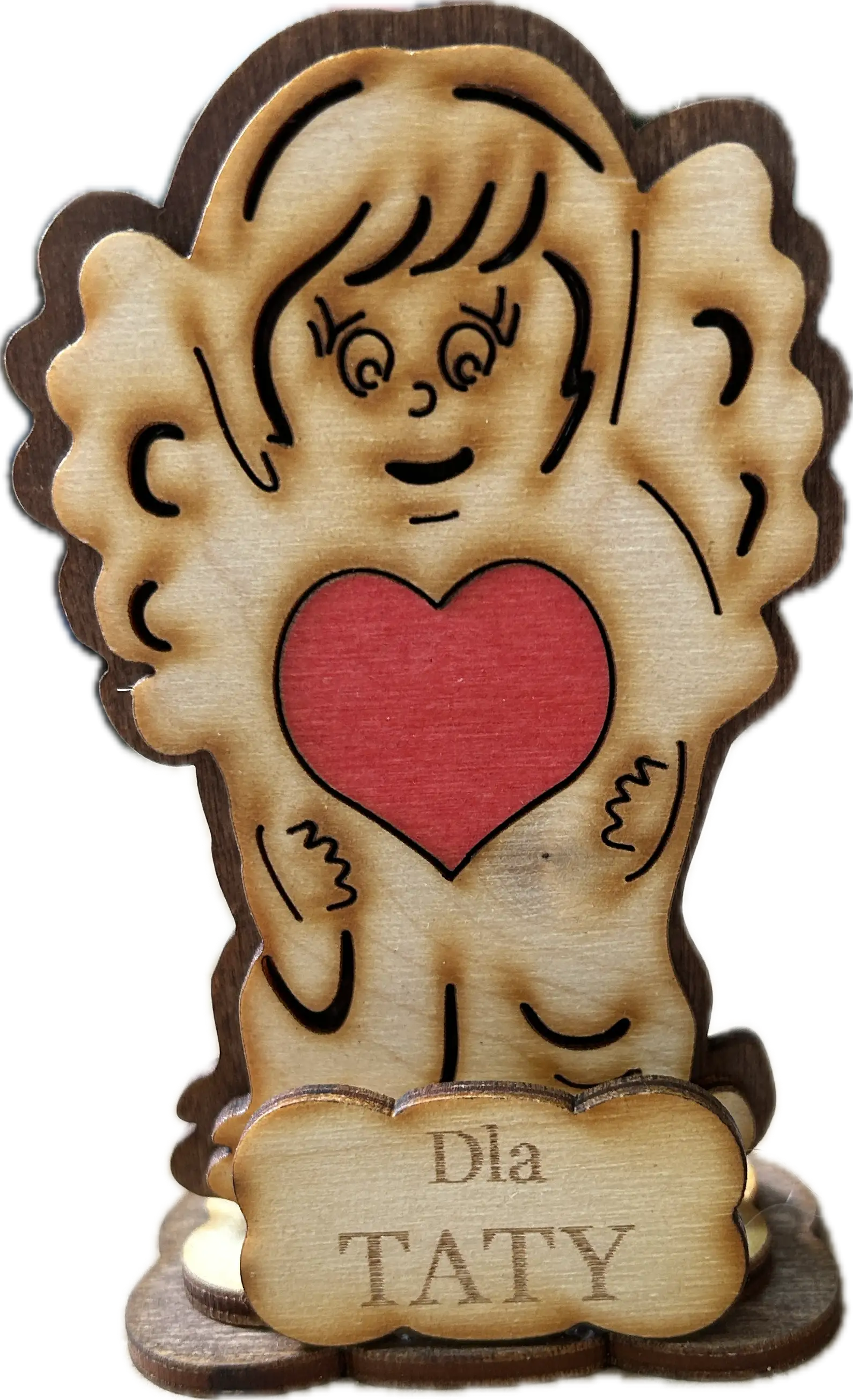 anioł stojący z sercem dla TATY 11 x 6 cm  | P413