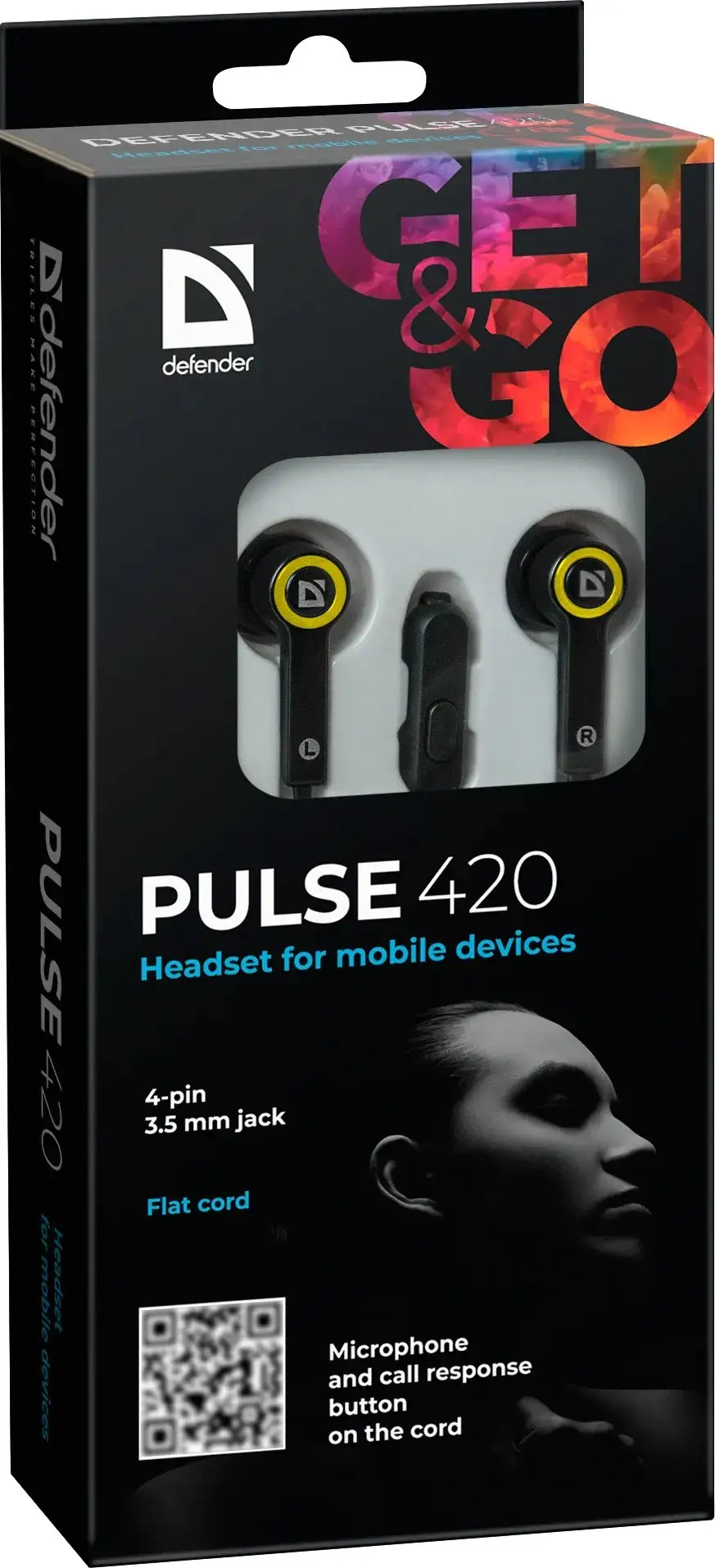 SŁUCHAWKI DEFENDER DOUSZNE z mikrofonem PULSE 420 CZARNO-ŻÓŁTE 4-PIN — 5