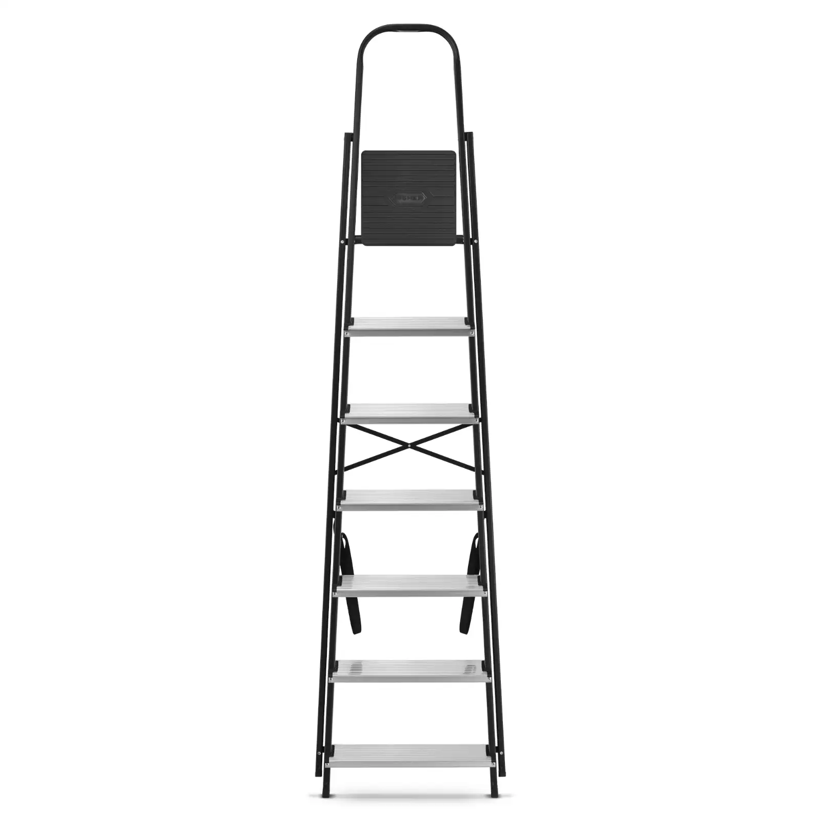 Drabina aluminiowa stalowa domowa HIGHER 7 stopni 150 kg MOCNA — 5