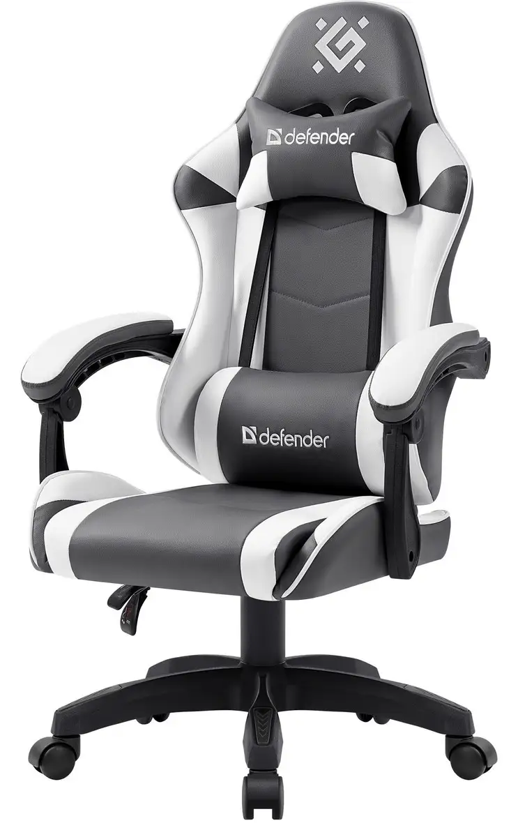 FOTEL DEFENDER FORTUNE SZARO-BIAŁY GAMING — 4