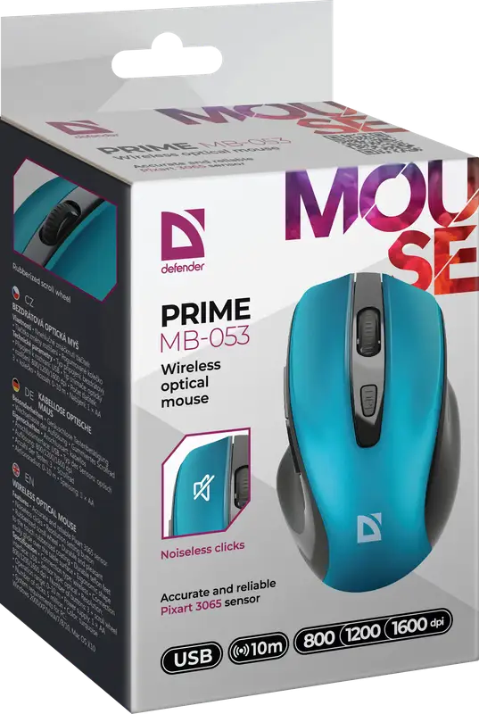 MYSZ DEFENDER PRIME MB-053 RF BEZPRZEWODOWA SILENT TURKUSOWA OPTICAL — 7