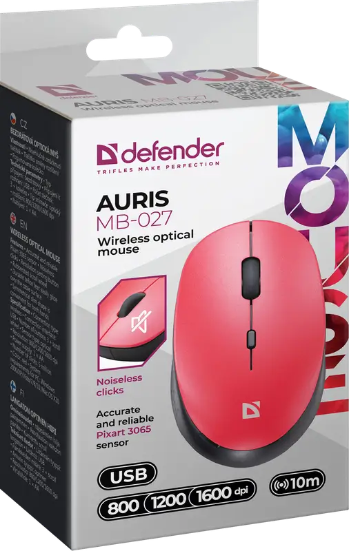MYSZ DEFENDER AURIS MB-027 RF SILENT CZERWONA OPTICAL — 6