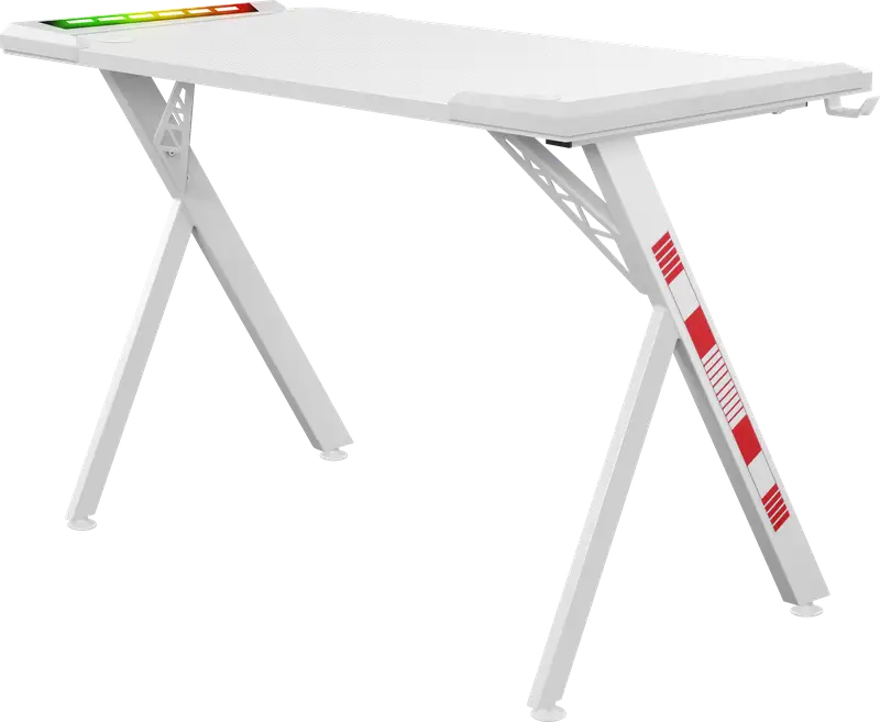 BIURKO DEFENDER FOTON RGB BIAŁE GAMING — 14