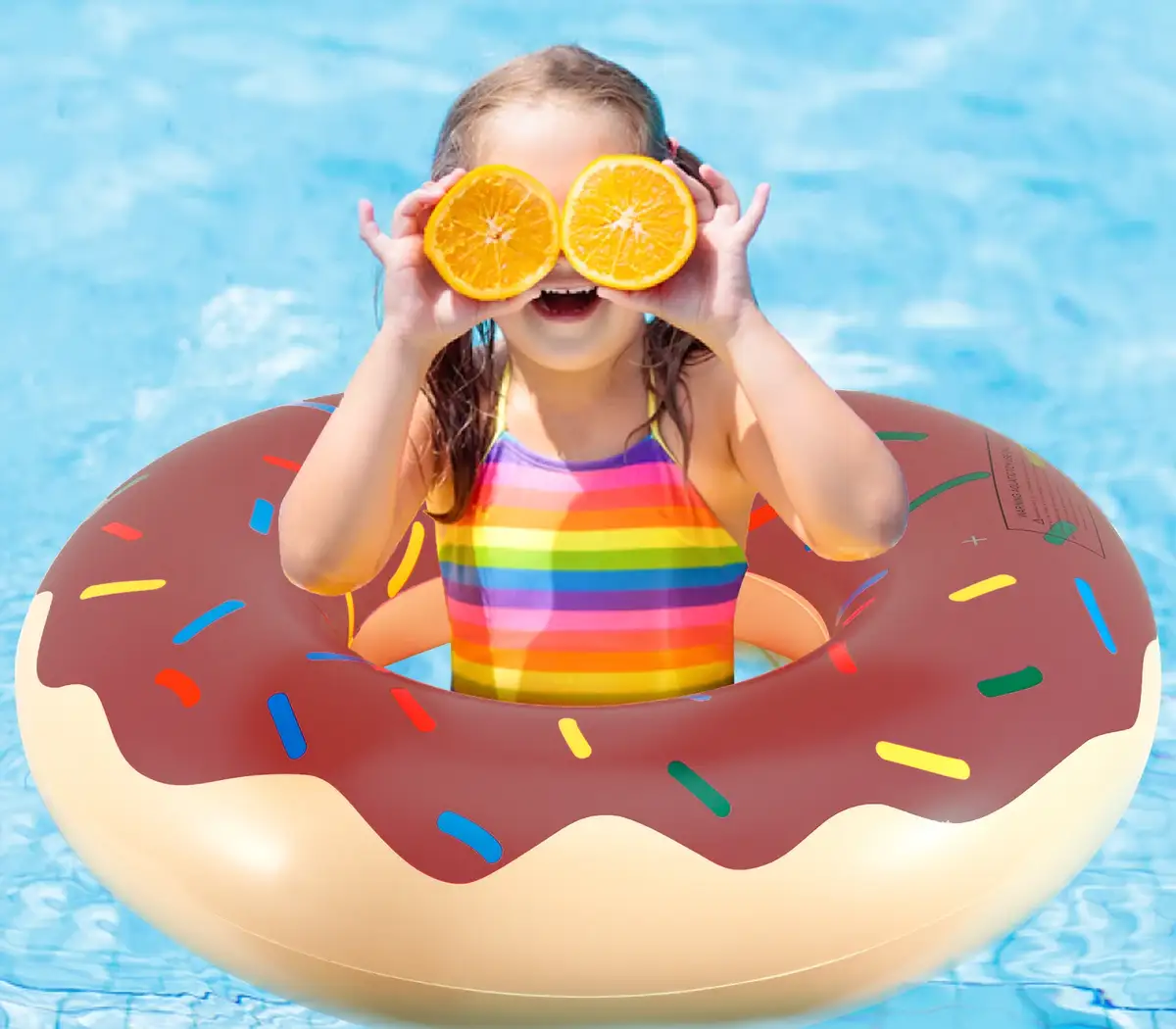 Koło dmuchane donut brązowy 90cm duży materac do pływania wody na basen dla dzieci — 2