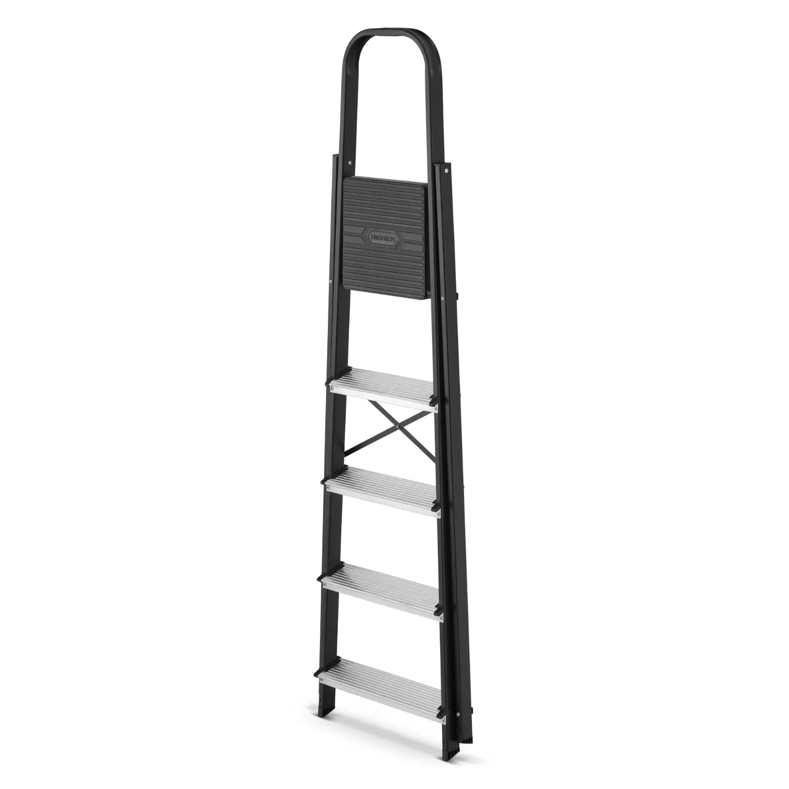 Drabina aluminiowa stalowa domowa HIGHER 5 stopni 150 kg MOCNA — 5