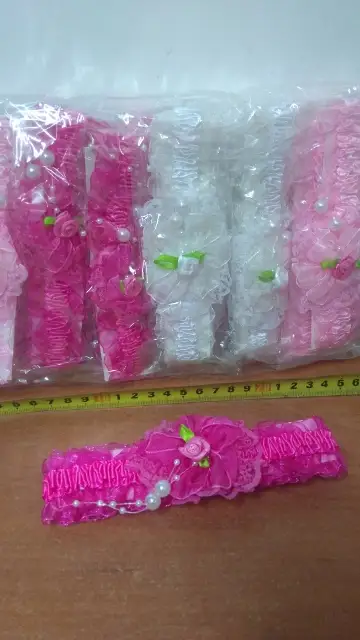 opaska do włosów 12szt MATERIAŁ+KWIAT