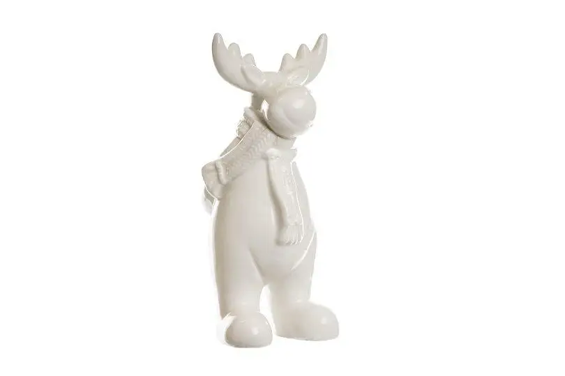 renifer z szalikiem biała porcelana  8 x 6 x 16cm     POR09805