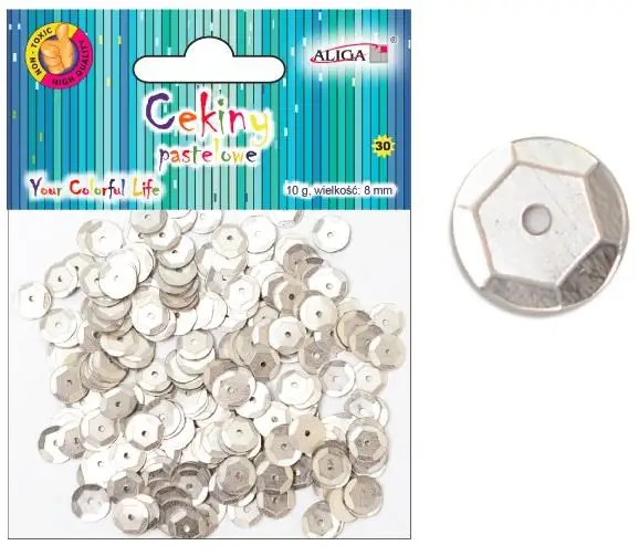 cekiny 12szt  pastelowe SREBRNE 8mm 10g | WMT-114