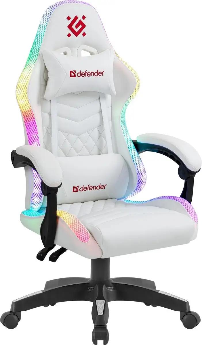 FOTEL DEFENDER CORE BIAŁY RGB GAMING — 13