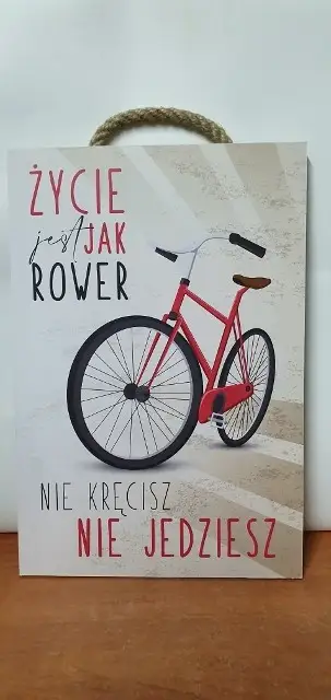 tabliczka/obraz do zawieszenia 20x30  ŻYCIE JEST JAK ROWER.....