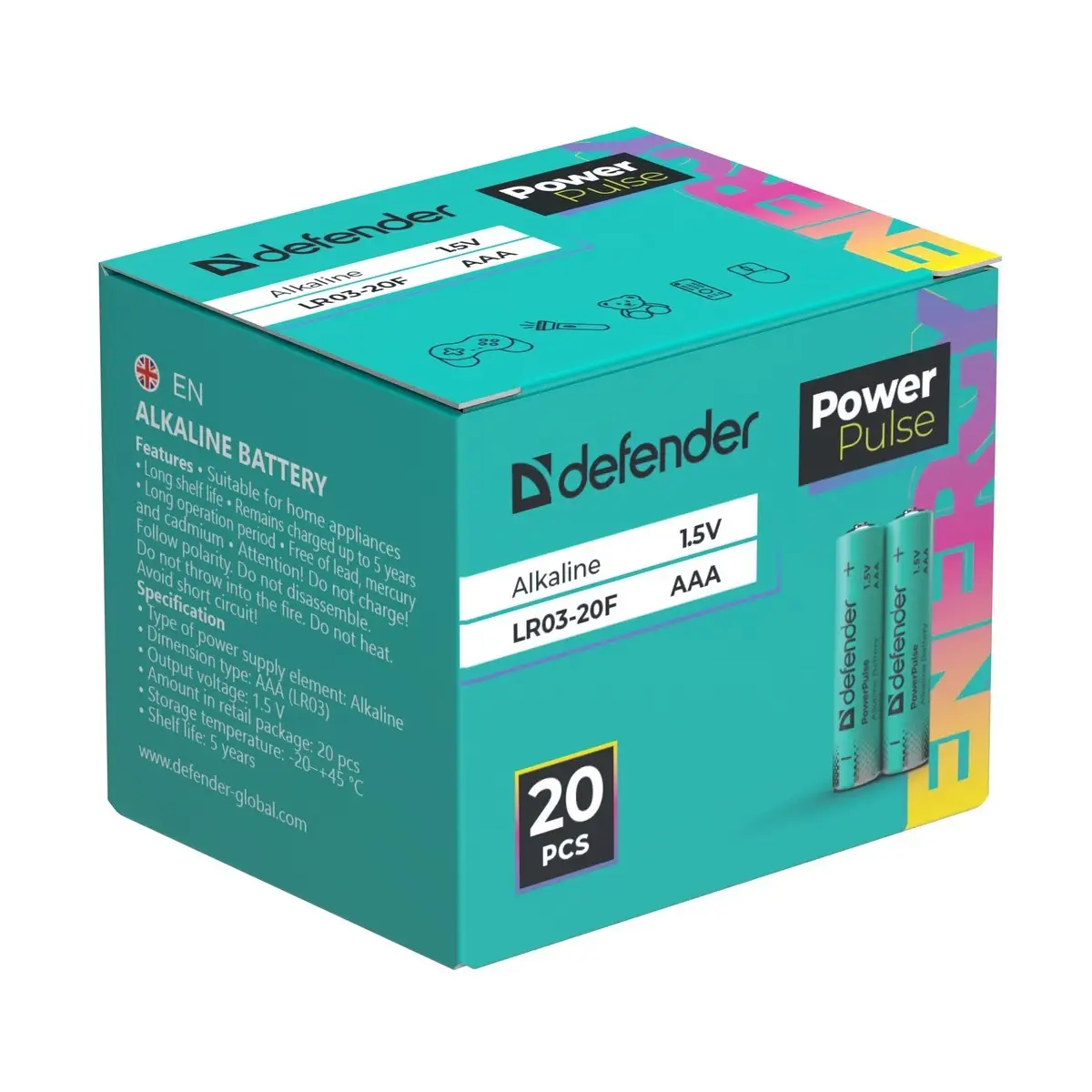 BATERIA ALKALICZNA DEFENDER LR03-20F - TYP AAA - PUDEŁKO 20szt. — 4