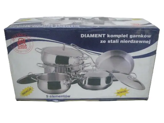 komplet garnków  9 elem. stal nierdzewna DIAMENT  | OLK7364