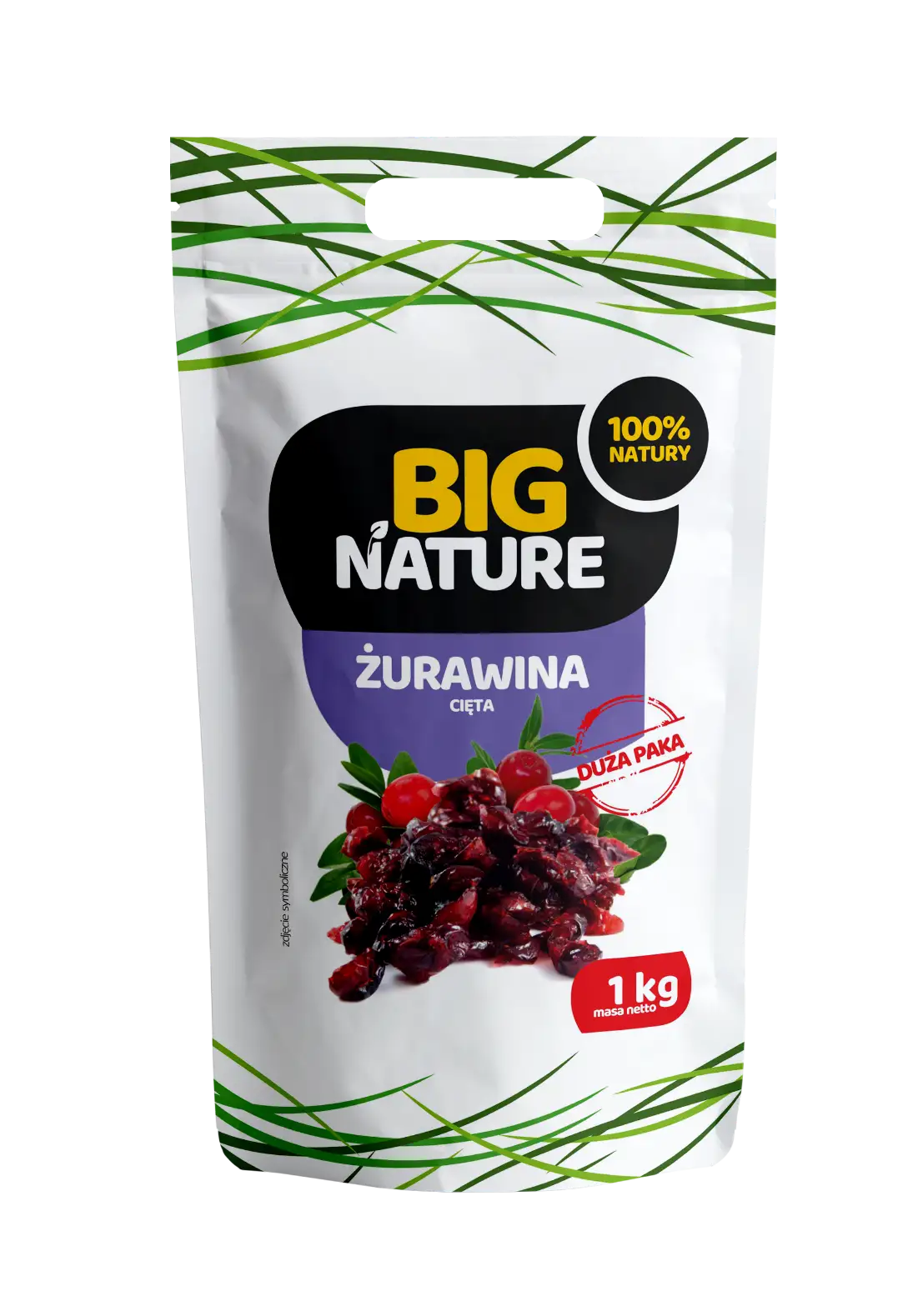 Żurawina suszona cięta 1kg  Duża Paka - BIG NATURE — 2