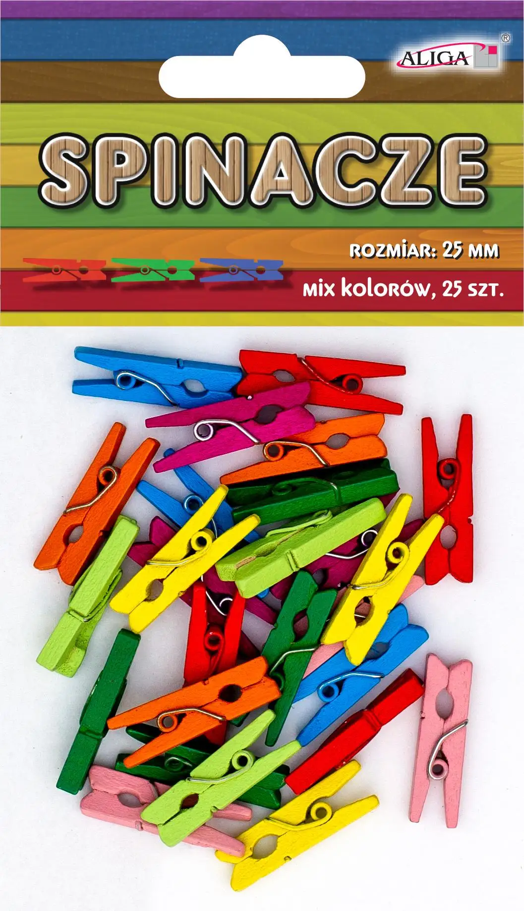 spinacze/klamerki 25szt. MIX KOLORÓW  25mm | SPIN-0547