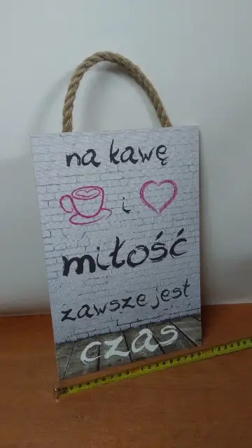 tabliczka/obraz do zawieszenia 20x30 KAWA+MIŁOŚĆ — 2