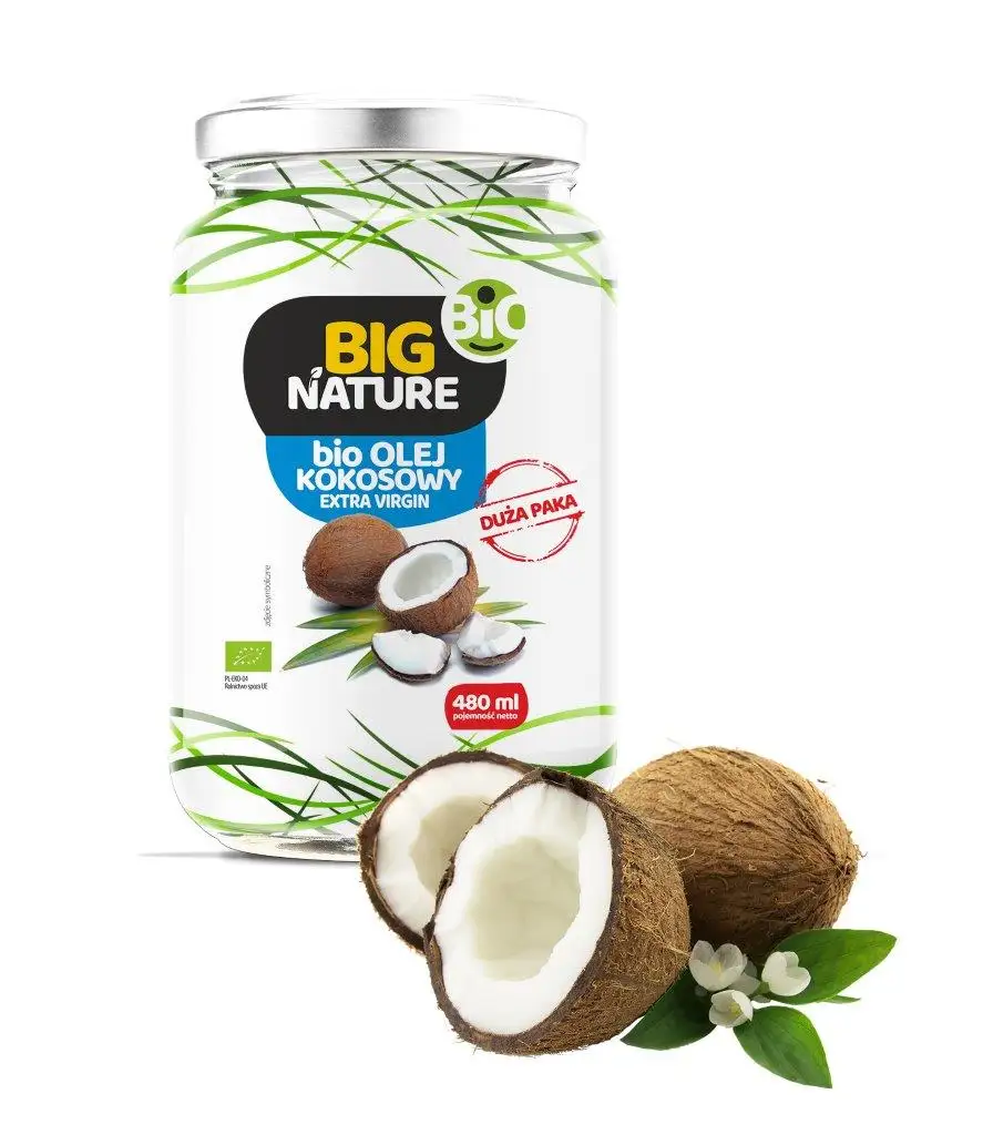 Olej kokosowy extra virgin tłoczony na zimno bio 480 ml - BIG NATURE
