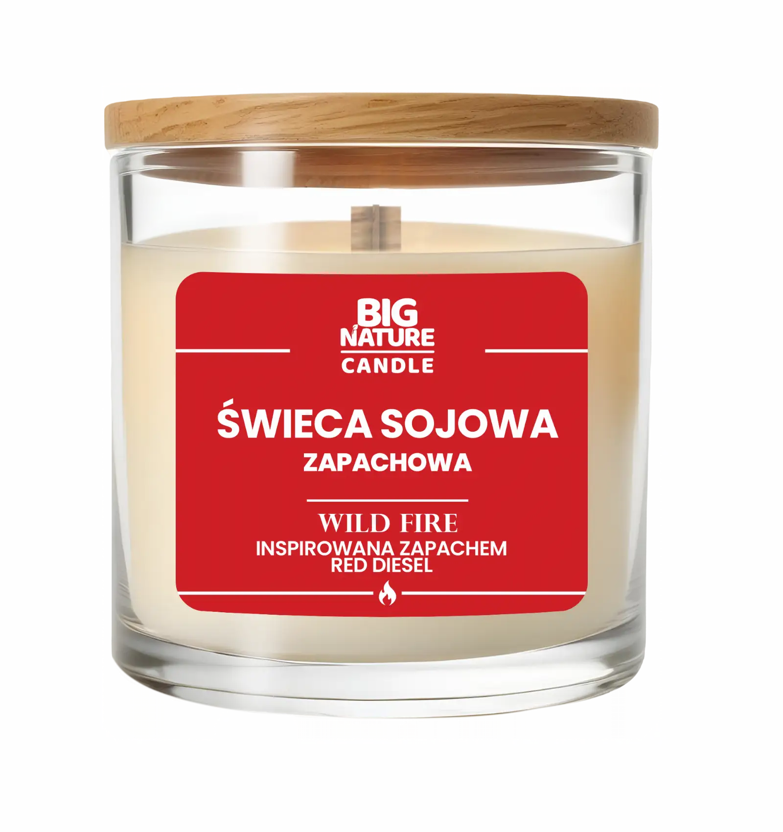 Świeca sojowa o zap. WILD FIRE zap. insp. Red Diesel 155g