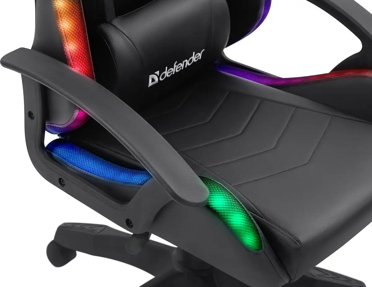 FOTEL DEFENDER FACTOR X CZARNY RGB GAMING — 19