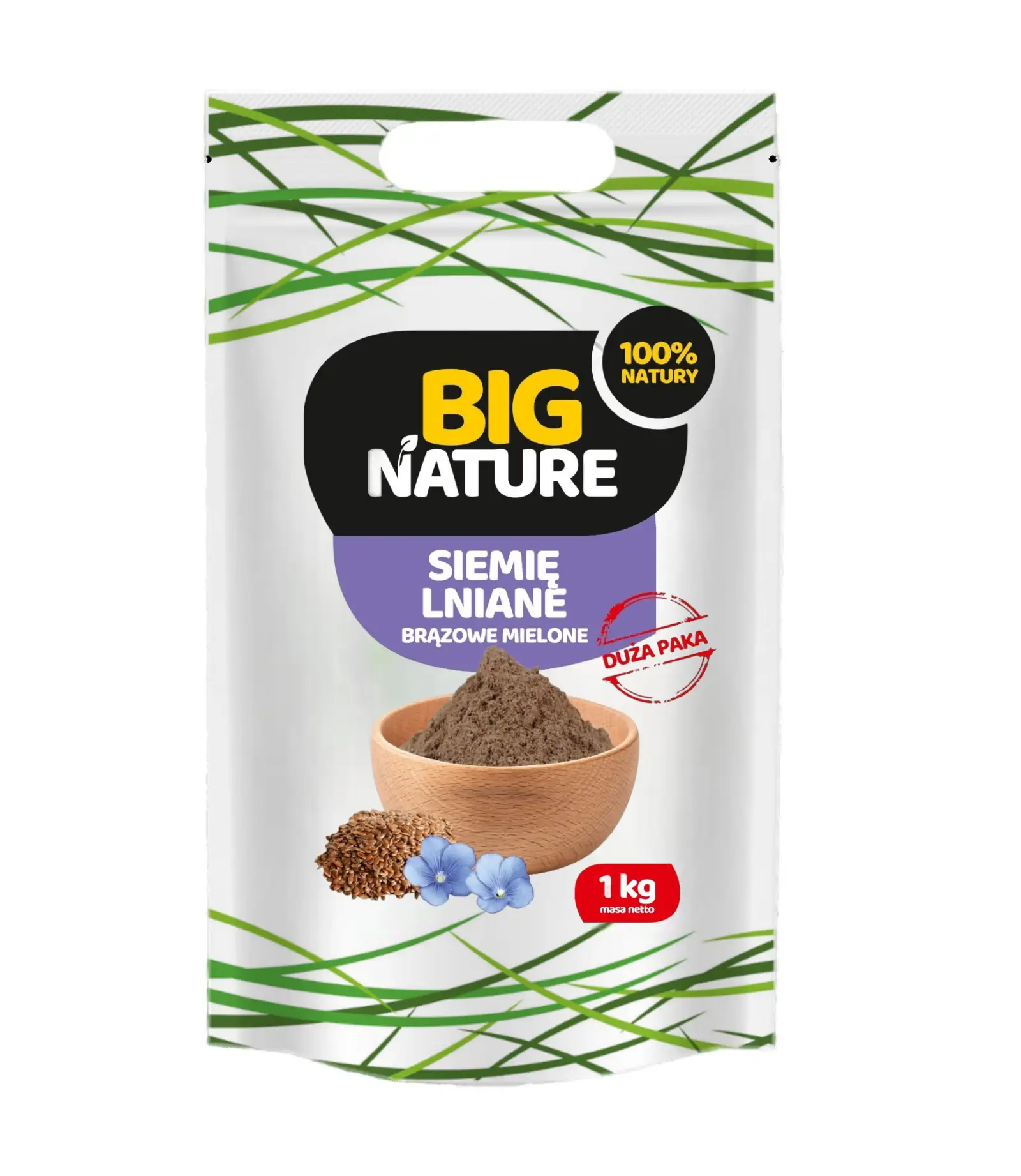 Siemię lniane mielone brązowe 1 kg  Duża Paka - BIG NATURE — 2