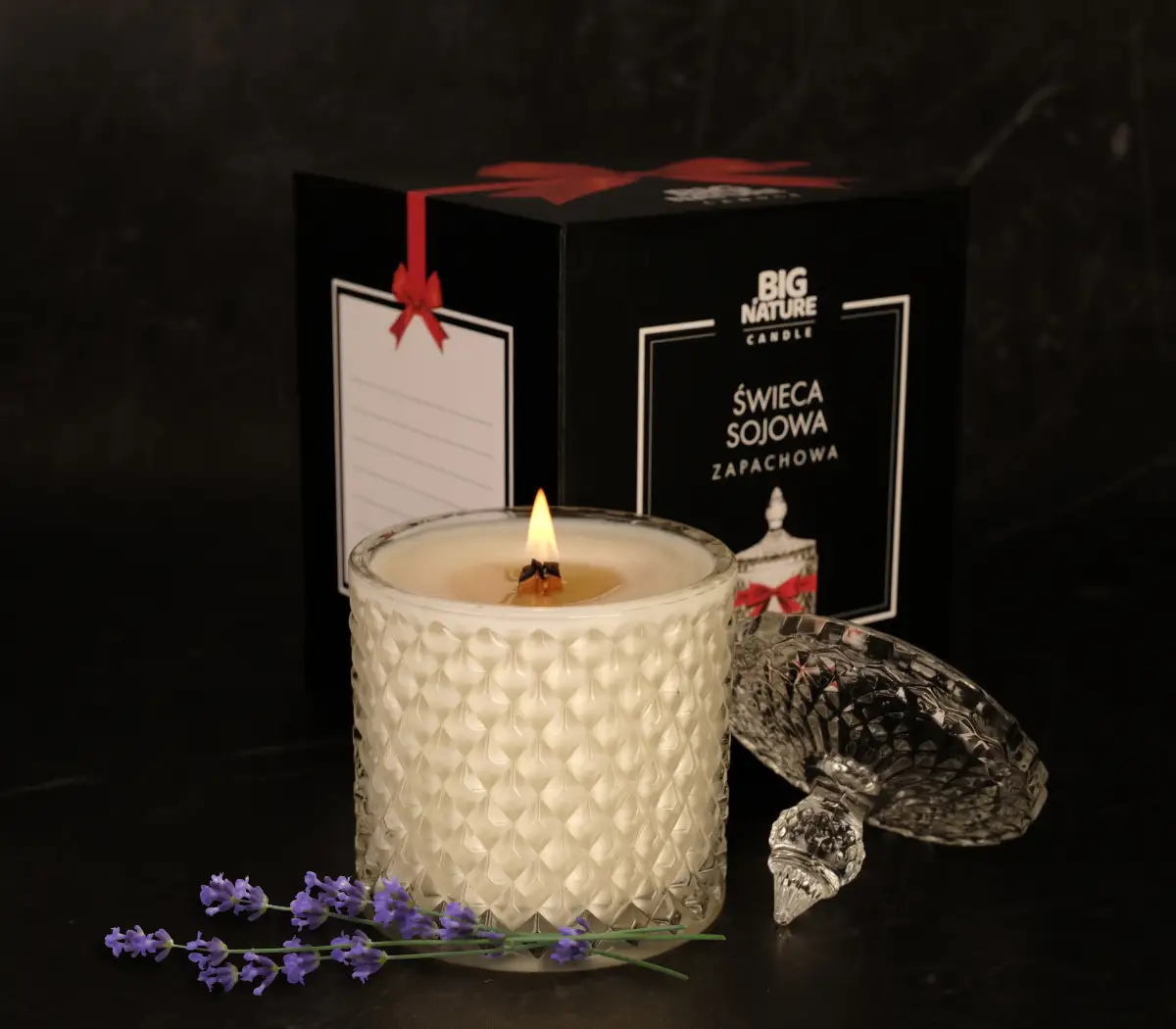Świeca sojowa o zapachu LAWENDA 115g PREZENTOWA - BIG NATURE CANDLE — 2