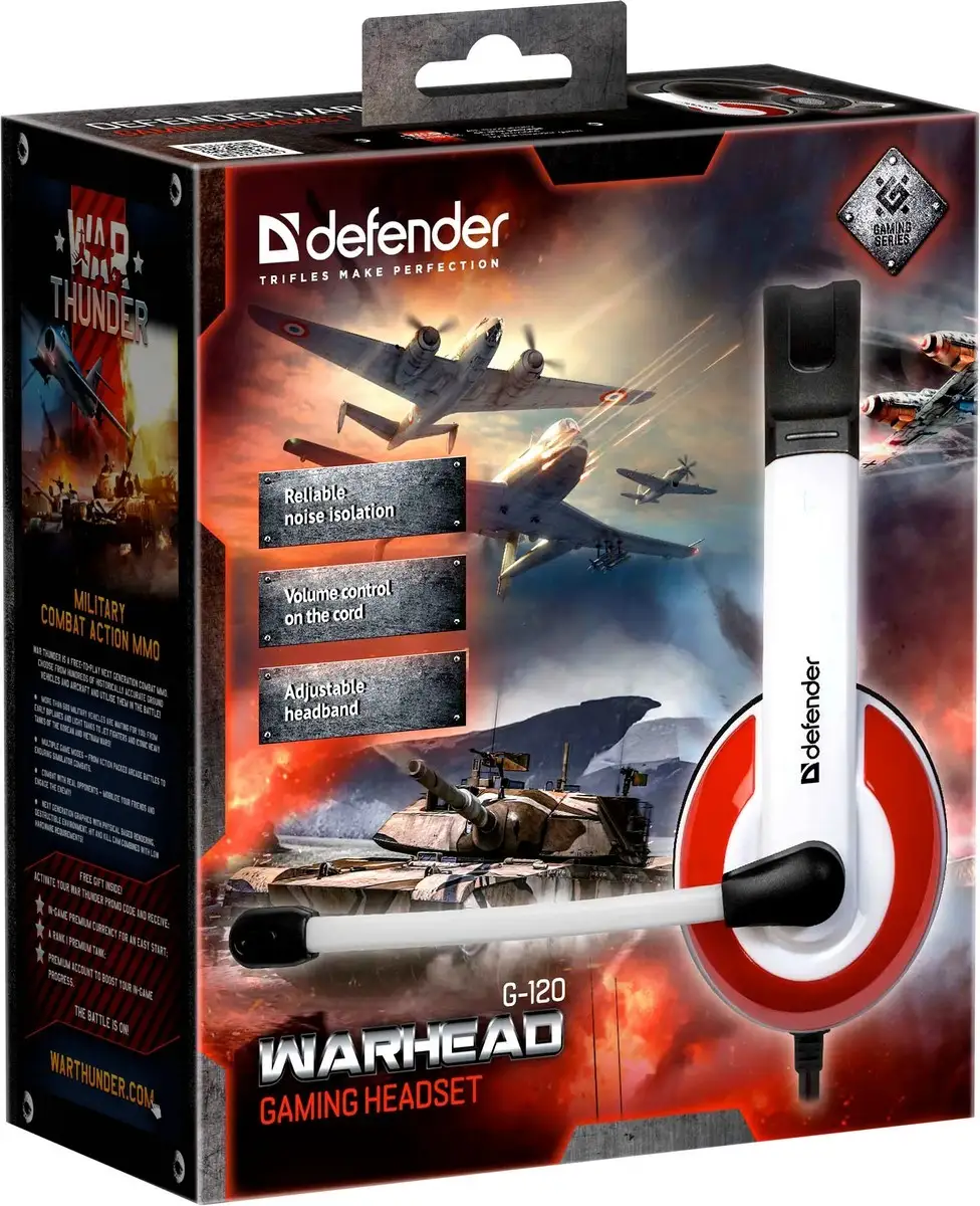 SŁUCHAWKI DEFENDER Z MIKR WARHEAD G-120 BIAŁO-CZERWONE + GRA!!! — 8