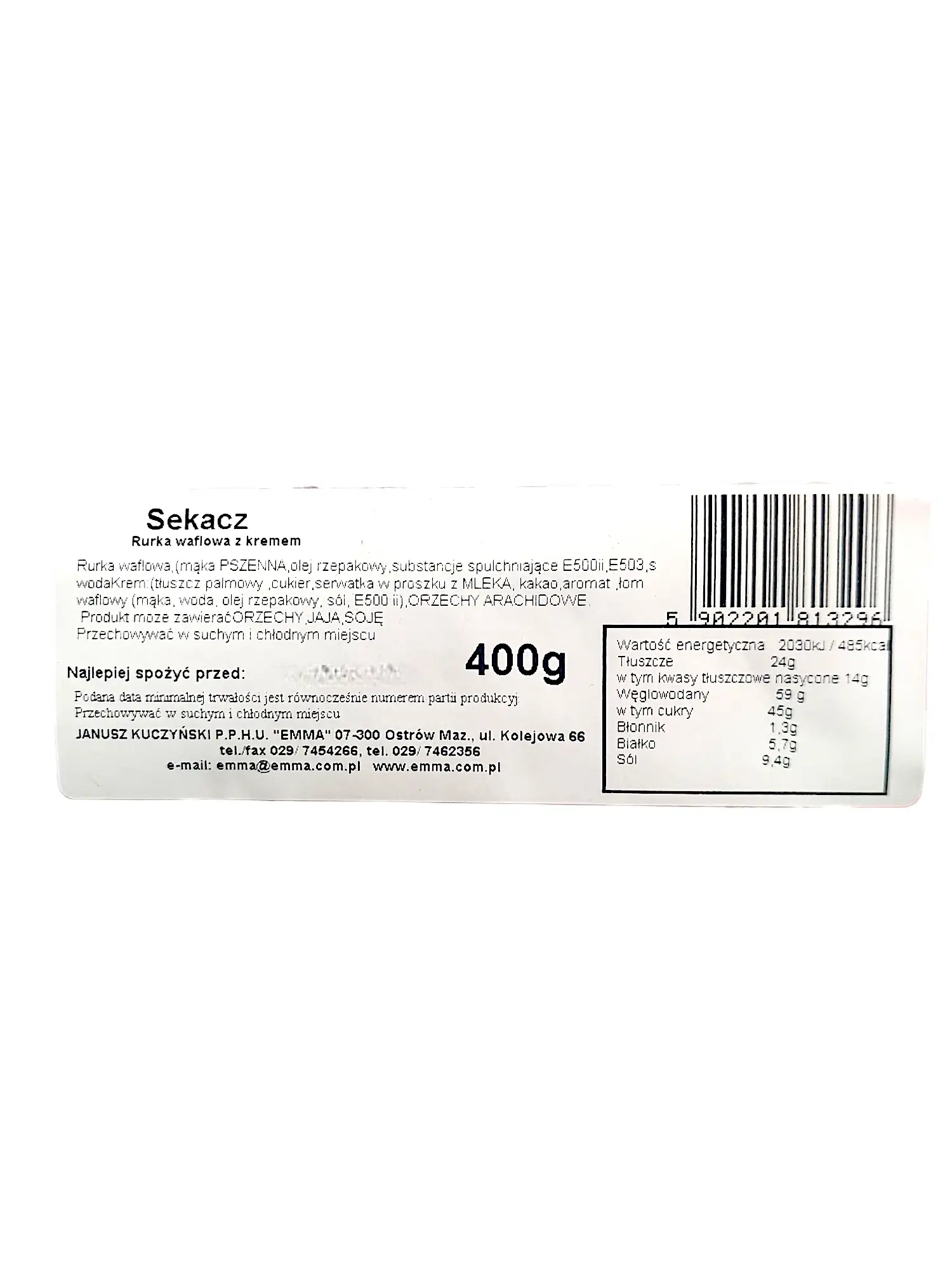 Ciastka rurka waflowa z kremem 400g Sekacz — 2