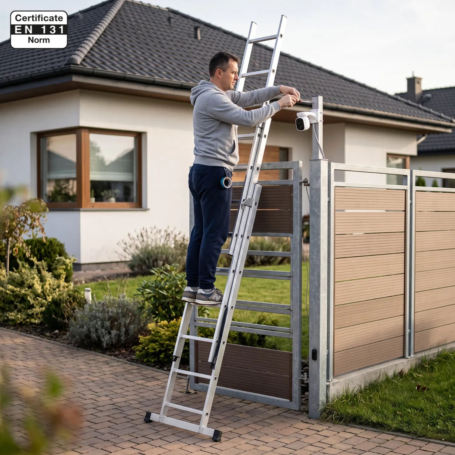 Drabina aluminiowa wielofunkcyjna z adaptacją na schody 3x7 HIGHER 150kg — 11
