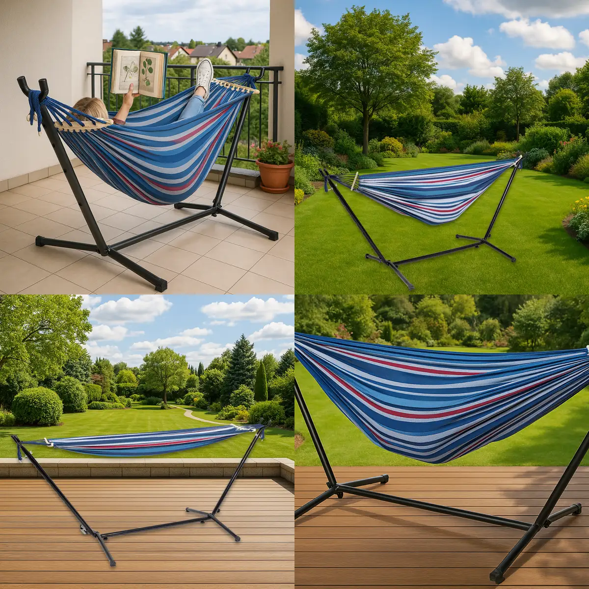 Hamak, huśtawka niebieski 260x150cm H03 Be-Active.pl — 7