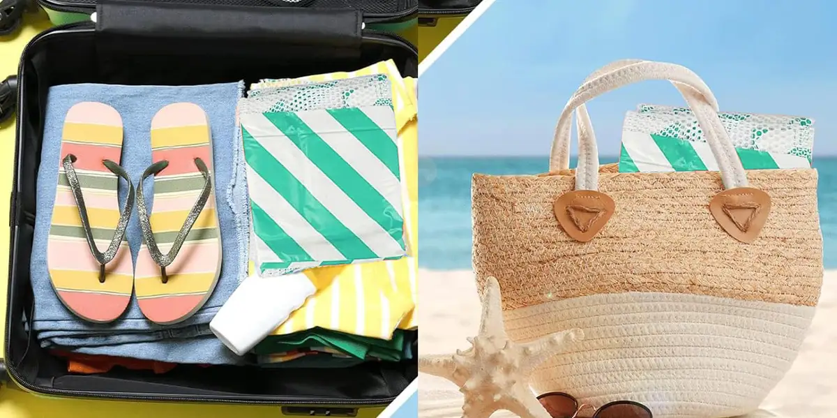 Materac dmuchany do pływania plażowy z siatką niebieski — 9