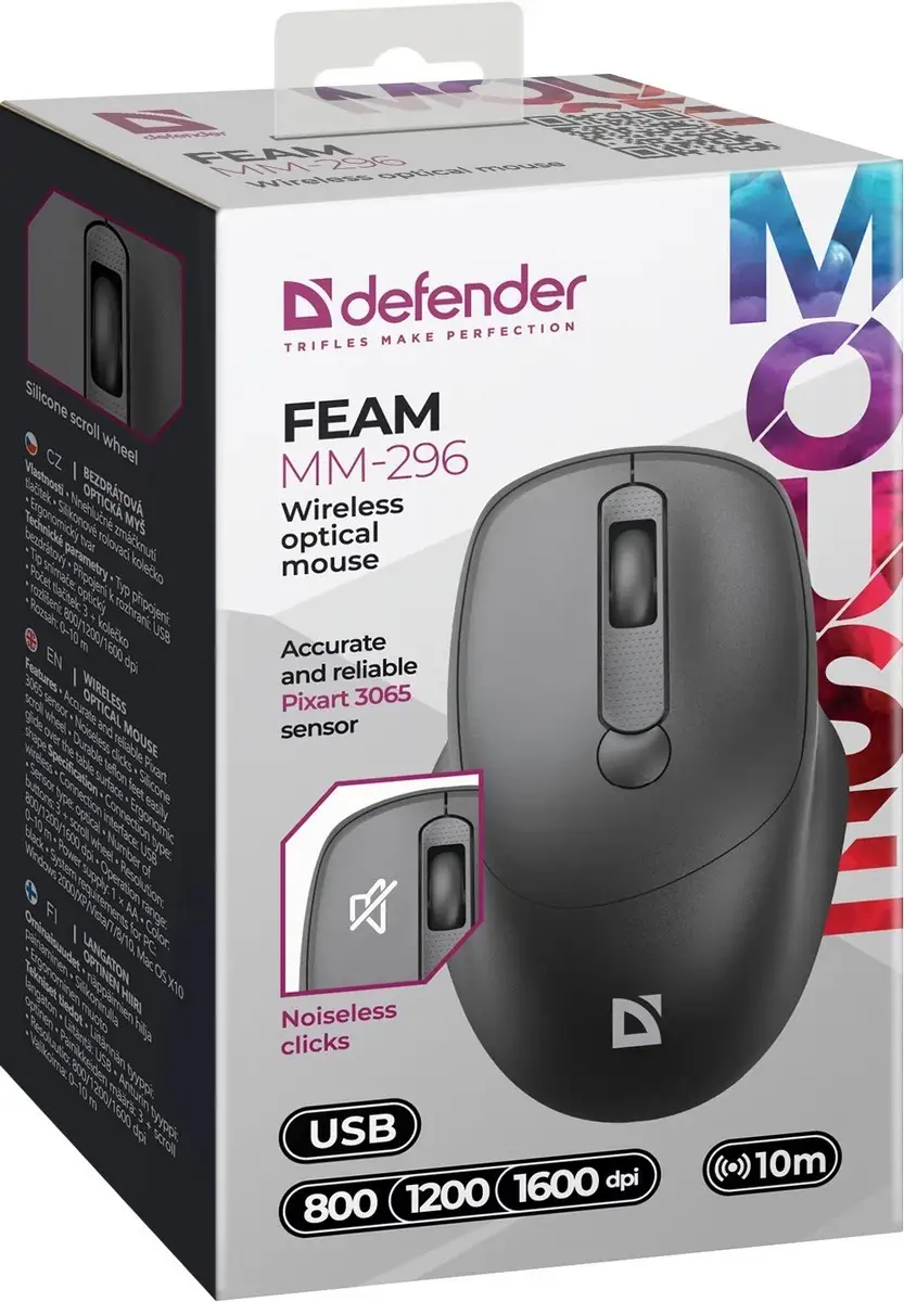 MYSZ DEFENDER FEAM MM-296 RF SILENT CZARNA — 2