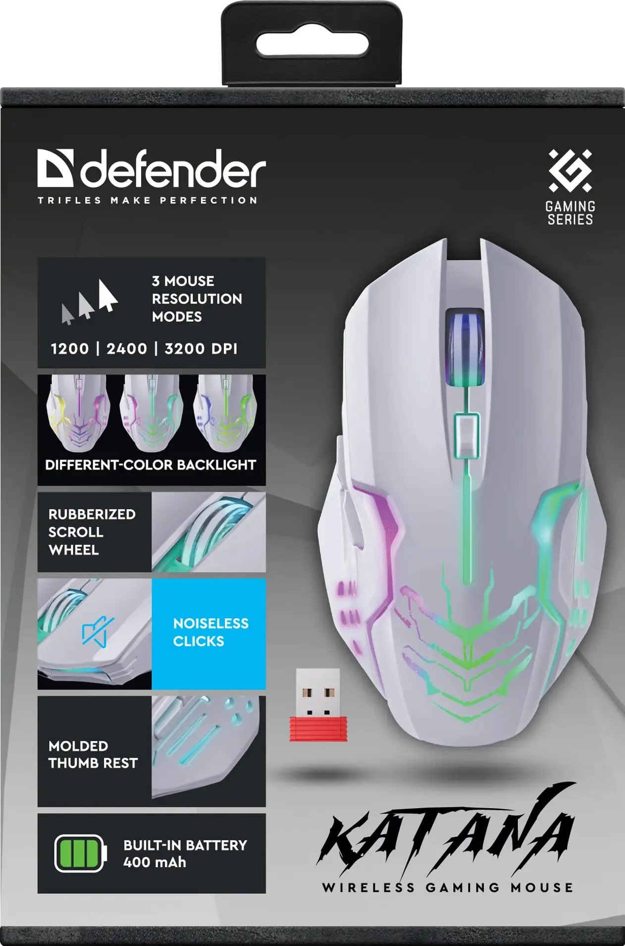 MYSZ DEFENDER GM-511 KATANA RF 3200dpi 7P BIAŁA — 8