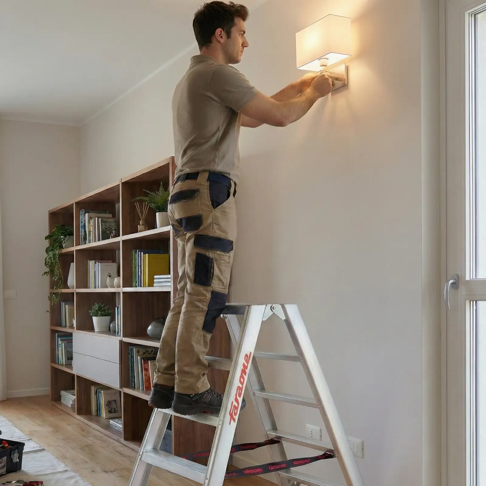 Drabina aluminiowa dwustronna składana profesjonalna 6 stopniowa FARAONE S2140 ND - 2,80 m — 8
