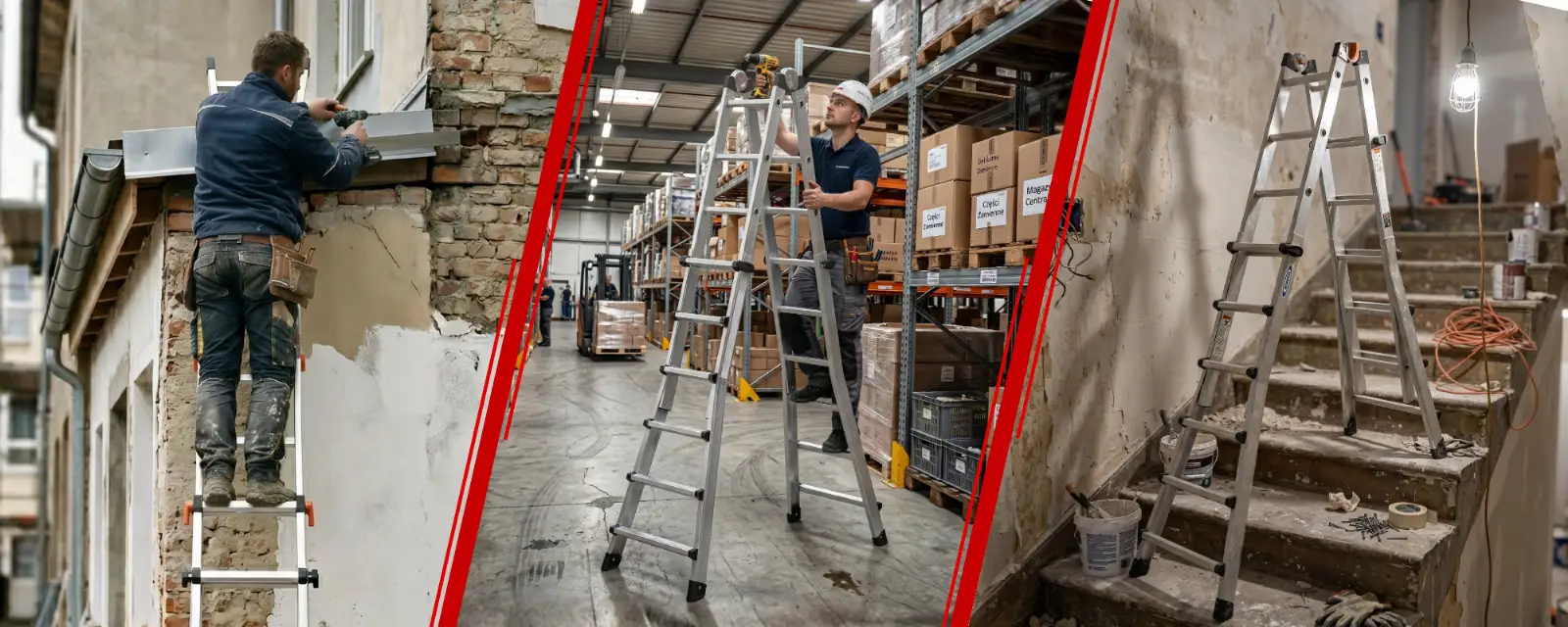 Drabina aluminiowa teleskopowa 6,75 m GIERRE 6x6 na schody przegubowa 150 kg — 10
