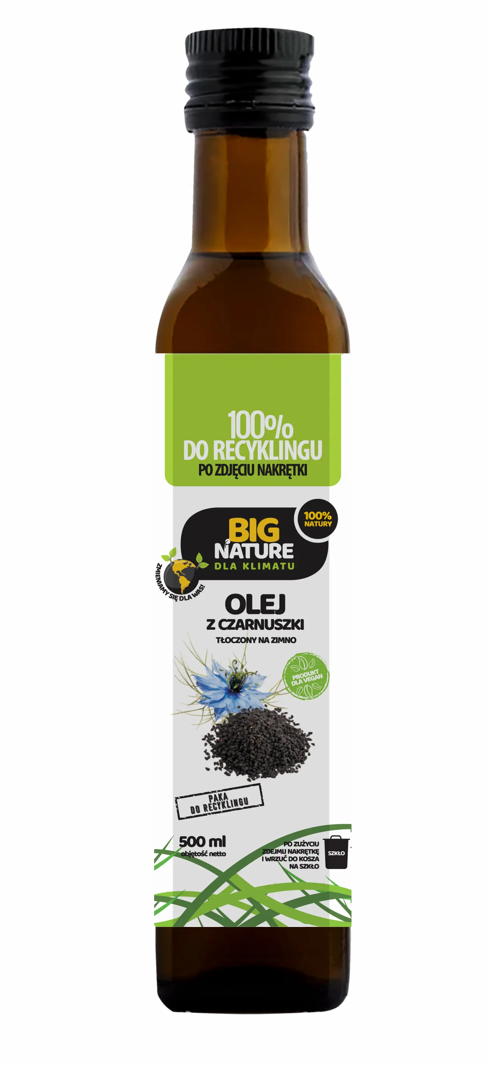 Olej z czarnuszki tłoczony na zimno 500ml - BIG NATURE