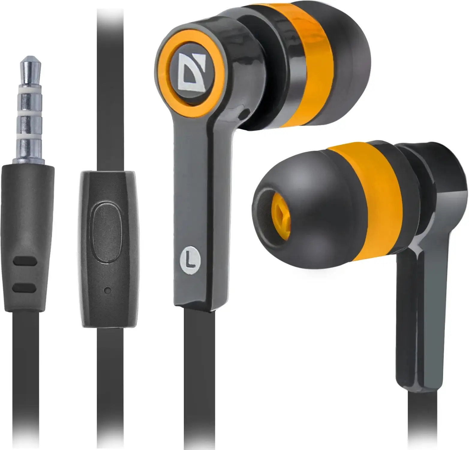 SŁUCHAWKI DEFENDER DOUSZNE z mikrofonem PULSE 420 CZARNO-POMARAŃCZOWE 4-PIN