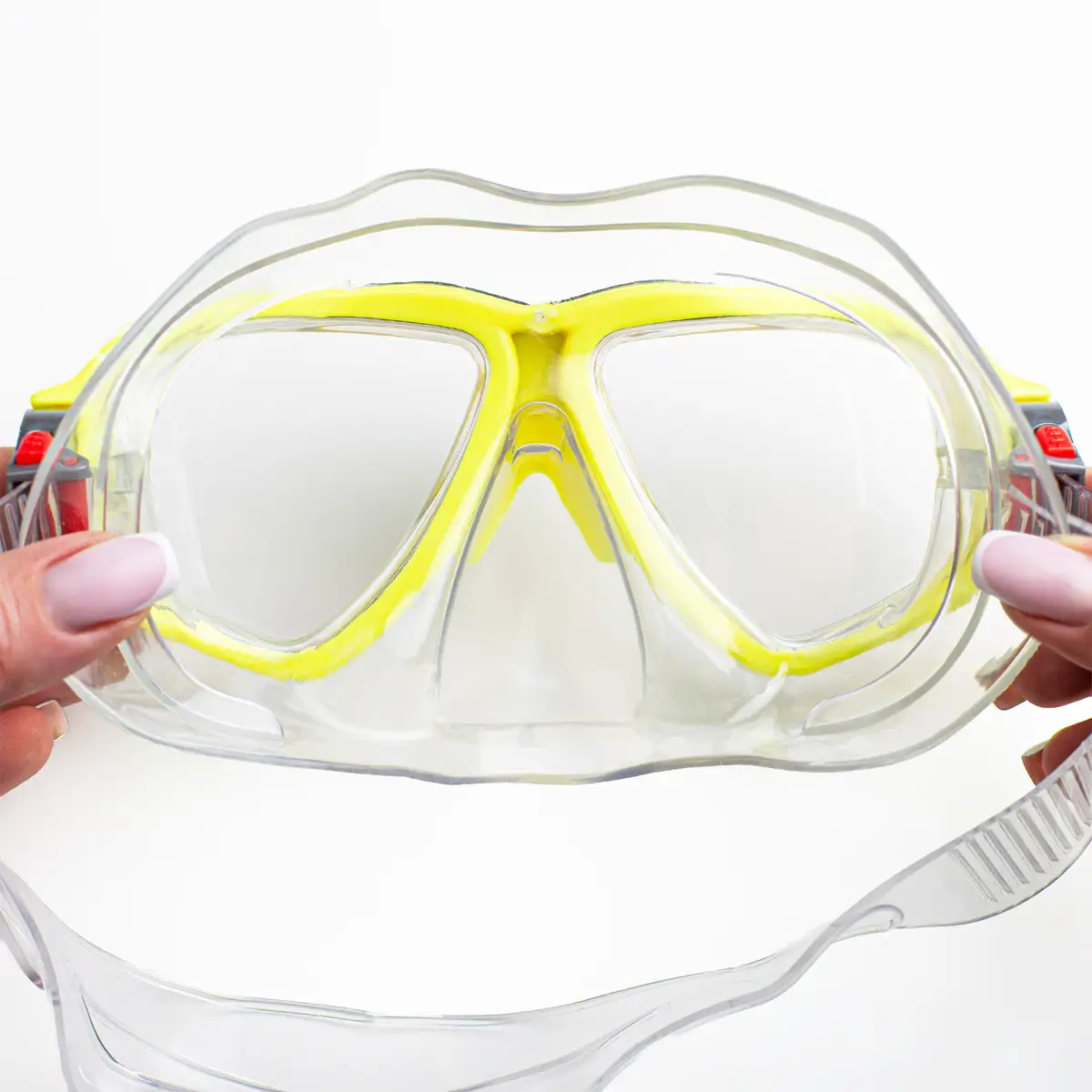 Okulary maska do nurkowania pływania snorkelingu żółte dla dzieci i młodzieży — 3