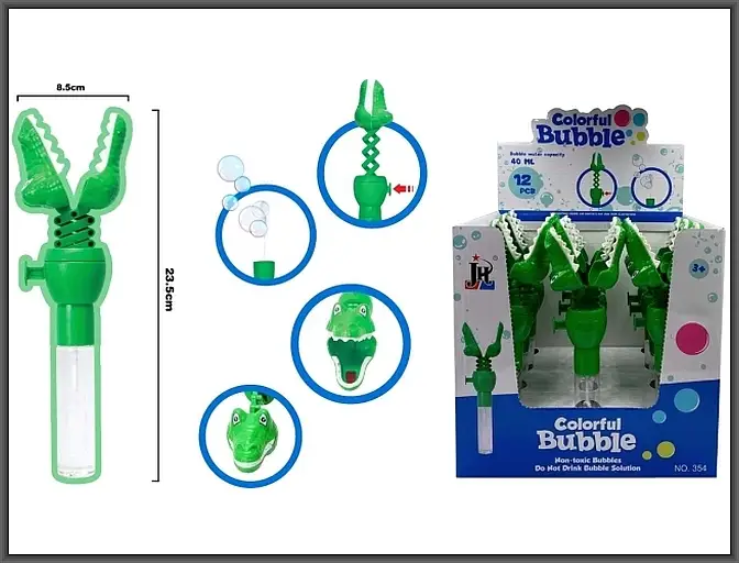 Krokodyl 12szt  wysuwany 23cm z bańkami