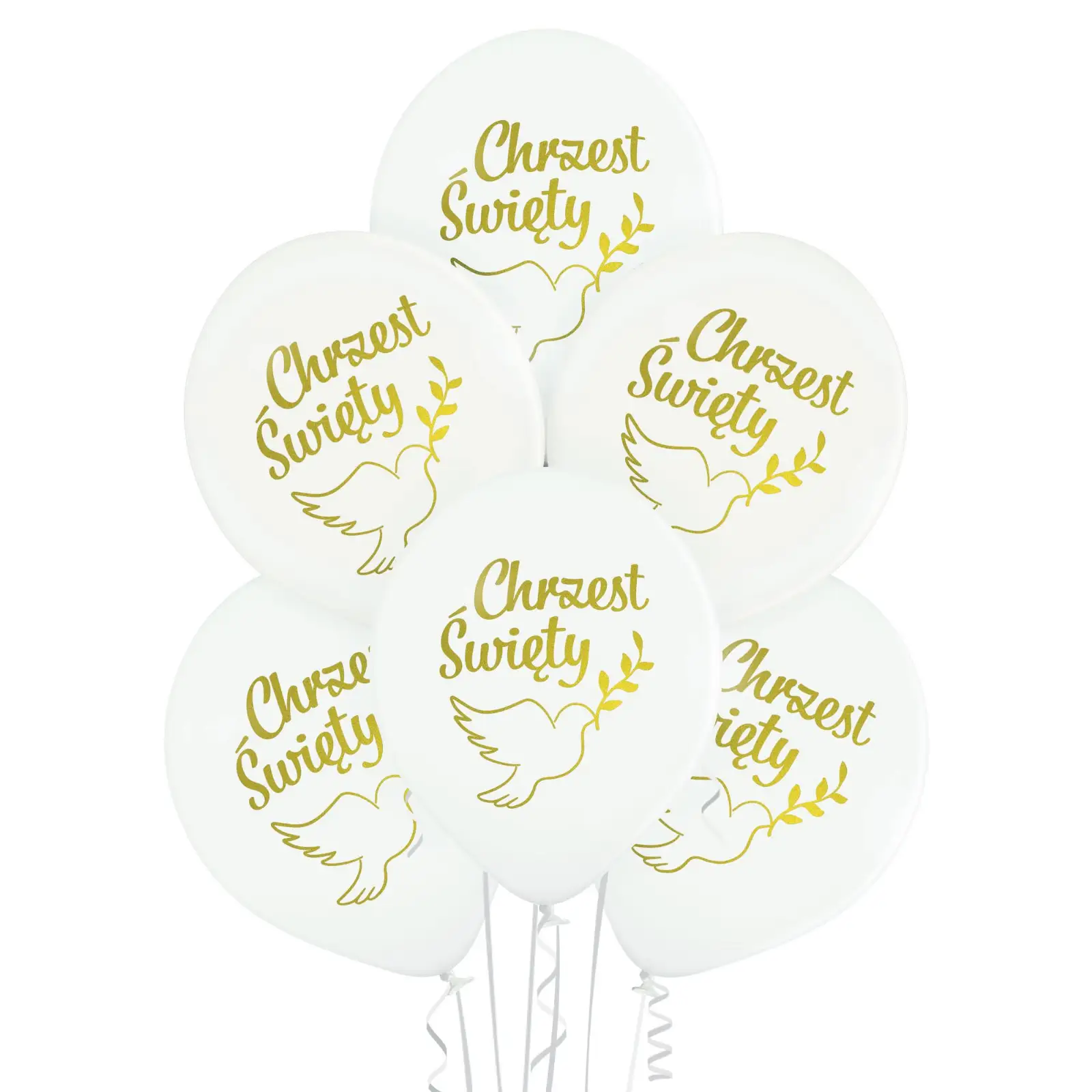 balony 30cm Chrzest Św. białe  6szt.