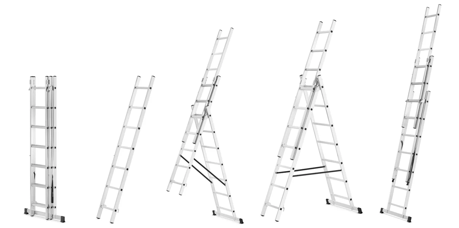 Drabina aluminiowa wielofunkcyjna z adaptacją na schody 3x7 HIGHER 150kg — 7
