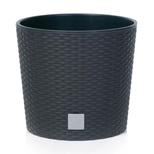donica z wkładem rattan RATO Round  25xh22cm  ANTRACYT