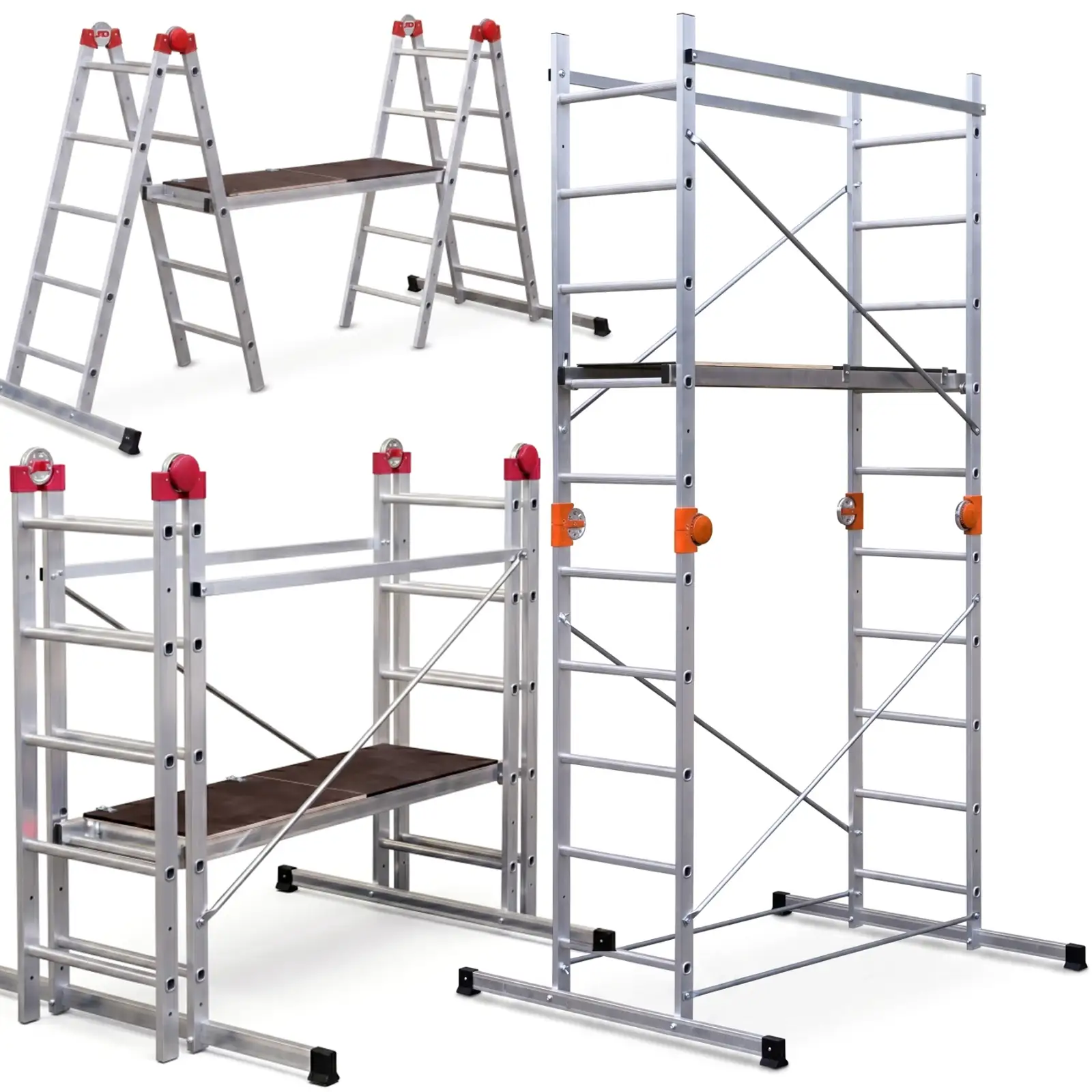 Rusztowanie aluminiowe przegubowe jezdne przejezdne 4w1 GIERRE Easy 200 G-FA200EY 3,8 m modułowe